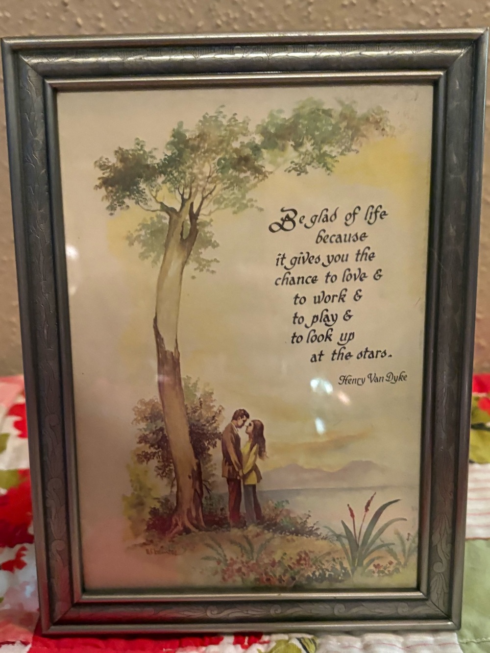 Framed Romantic Tree Print with Quote